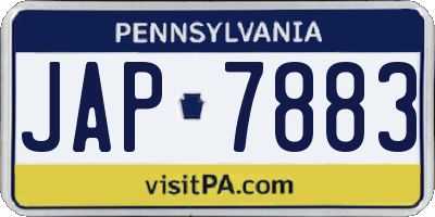 PA license plate JAP7883