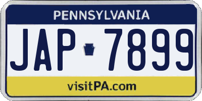 PA license plate JAP7899