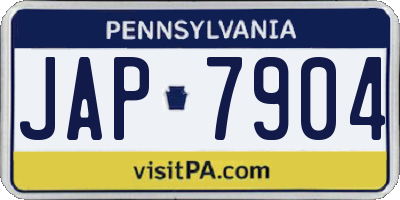 PA license plate JAP7904