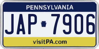 PA license plate JAP7906
