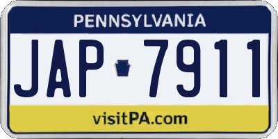 PA license plate JAP7911