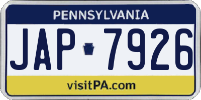 PA license plate JAP7926