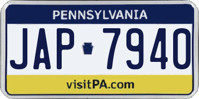 PA license plate JAP7940
