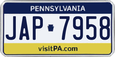 PA license plate JAP7958