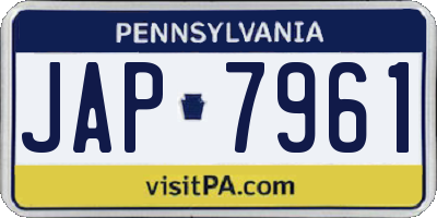 PA license plate JAP7961