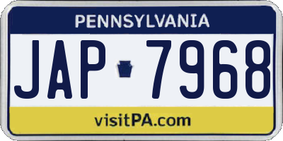 PA license plate JAP7968
