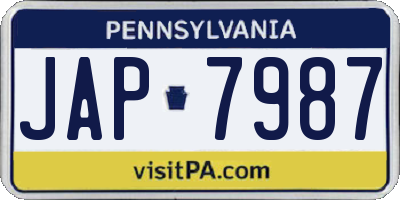 PA license plate JAP7987