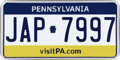 PA license plate JAP7997