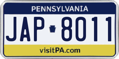 PA license plate JAP8011