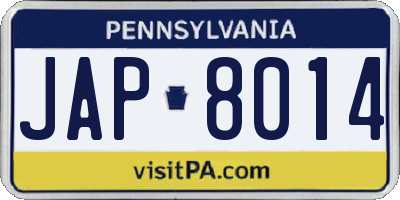 PA license plate JAP8014