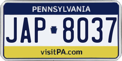 PA license plate JAP8037