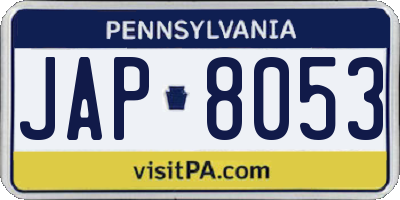 PA license plate JAP8053