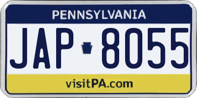 PA license plate JAP8055