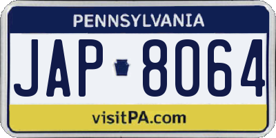 PA license plate JAP8064