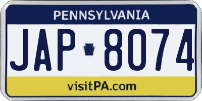 PA license plate JAP8074
