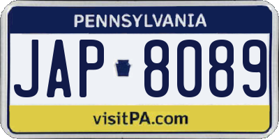 PA license plate JAP8089
