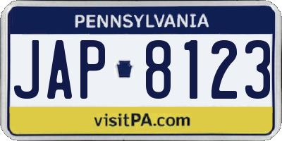 PA license plate JAP8123
