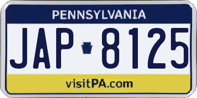 PA license plate JAP8125