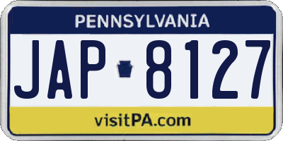 PA license plate JAP8127