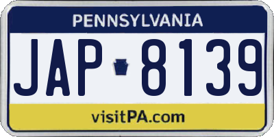 PA license plate JAP8139