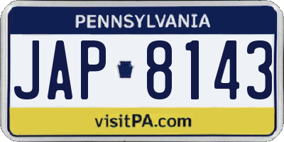 PA license plate JAP8143