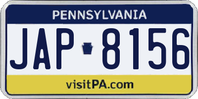 PA license plate JAP8156