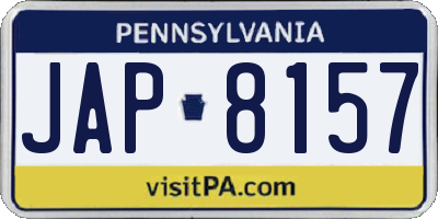 PA license plate JAP8157