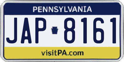 PA license plate JAP8161