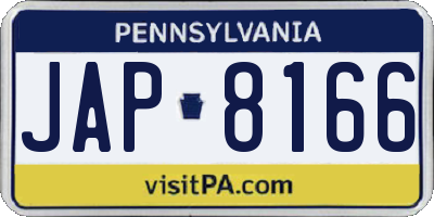 PA license plate JAP8166