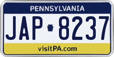 PA license plate JAP8237