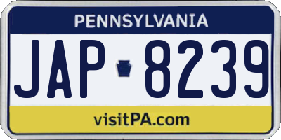 PA license plate JAP8239