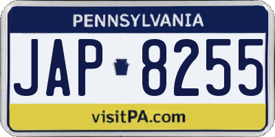 PA license plate JAP8255
