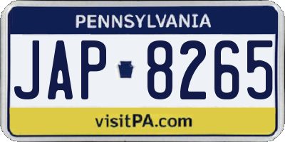 PA license plate JAP8265