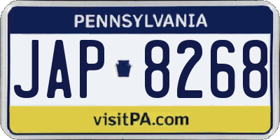 PA license plate JAP8268