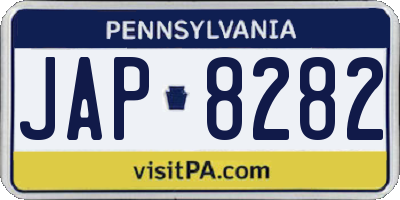 PA license plate JAP8282