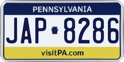 PA license plate JAP8286