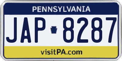 PA license plate JAP8287