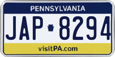 PA license plate JAP8294