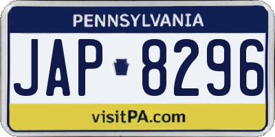 PA license plate JAP8296