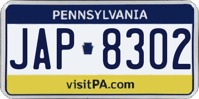 PA license plate JAP8302