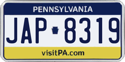 PA license plate JAP8319