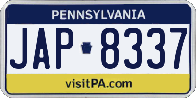 PA license plate JAP8337