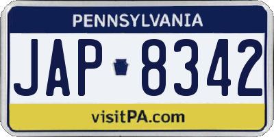 PA license plate JAP8342