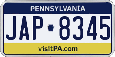 PA license plate JAP8345