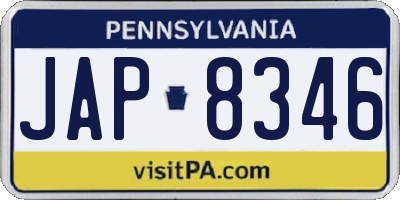 PA license plate JAP8346