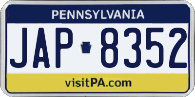 PA license plate JAP8352