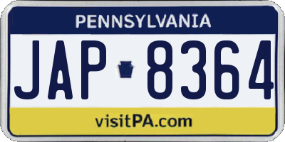 PA license plate JAP8364