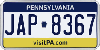 PA license plate JAP8367