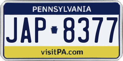 PA license plate JAP8377
