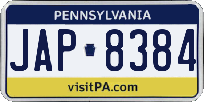 PA license plate JAP8384